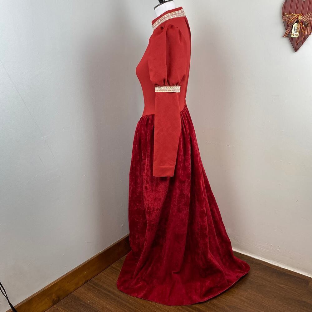 Vintage Victorian Red Velvet Gown Medieval Renaissance Dress XS - Picture 7 of 12